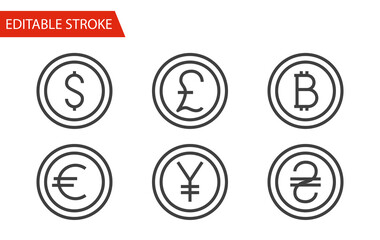 Money Sign Icons Set. Thin Line Illustration