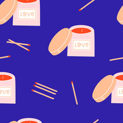 Valentine's Day seamless pattern with scented candles.