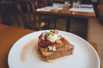 breakfast toast with fruit,  