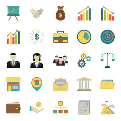 Best Collection of Business Icons with Flat Style Includes Mail, Document, Diagram, Wallet, Flowchart, Money Bag. Perfect for Websites, Advertisements, Banners, Posters, Billboards, Templates, Logos.
