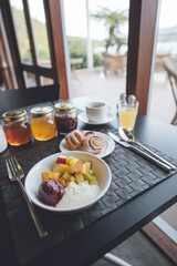 breakfast with fruit yogurt