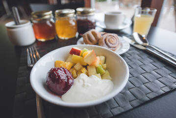 breakfast with fruit yogurt