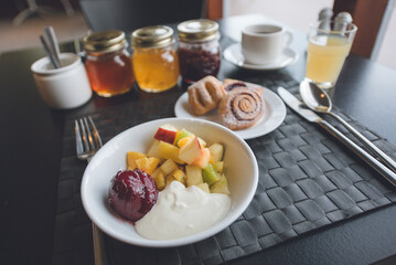 breakfast with fruit yogurt