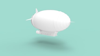 3D rendering of a floating zeppelin blimp flying balloon aircraft vehicle isolated on empty space background. © Sepia100