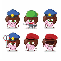 A dedicated Police officer of strawberry chocolate love mascot design style