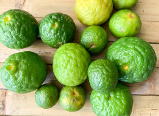 kaffir lime or bergamot on the table.