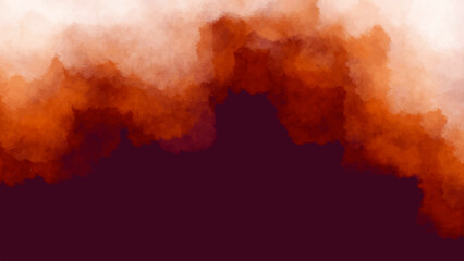 burning fire in the sky and white smoke in maroon background watercolor vector