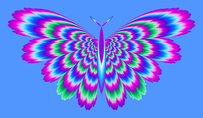 Colorful butterfly. Optical illusion of movement.
