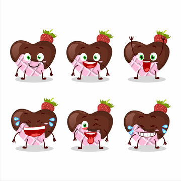 Cartoon character of strawberry chocolate love with smile expression