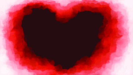 red heart shaped watercolor abstract cloud background 