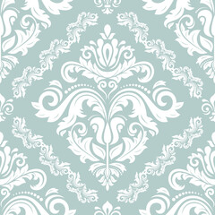Orient vector classic pattern. Seamless abstract light blue and white background with vintage elements. Orient pattern. Ornament for wallpapers and packaging