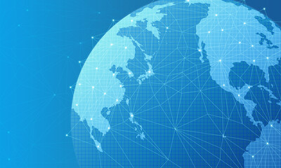 earth global network connection pacipic asia blue background