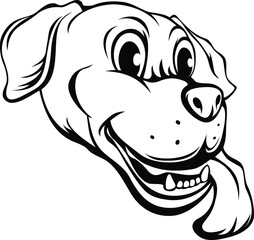Black and white hand drawn face of dog . Mascot illustration. Dog tattoo art