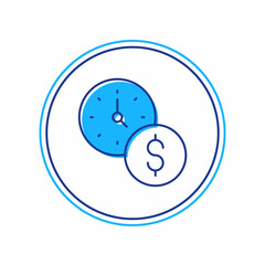 Filled outline Time is money icon isolated on white background. Money is time. Effective time management. Convert time to money. Vector
