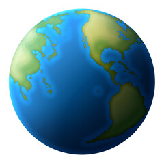 Earth illustration grid Pacific Ocean for synthesis deep blue color