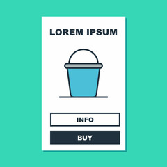 Filled outline Bucket icon isolated on turquoise background. Vector