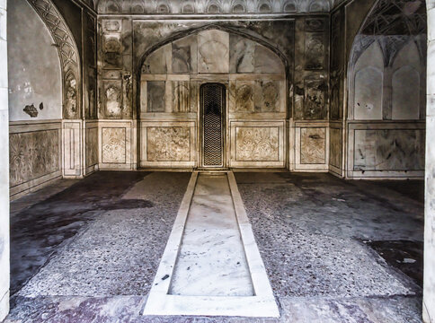Beautiful ornated Interior of Red Fort, Agra