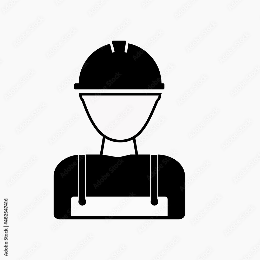 Poster worker in a helmet. simple icon set. flat style element for graphic design. vector eps10 illustratio