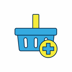 Filled outline Add to Shopping basket icon isolated on white background. Online buying concept. Delivery service. Supermarket basket symbol. Vector