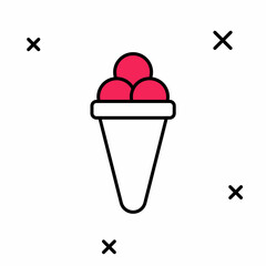 Filled outline Ice cream in waffle cone icon isolated on white background. Sweet symbol. Vector