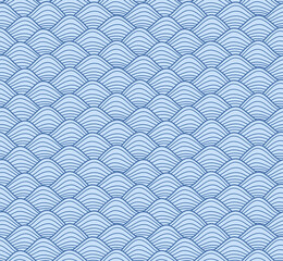 Japanese Curl Line Ocean Wave Vector Seamless Pattern