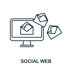 Social Web icon. Line element from industry 4.0 collection. Linear Social Web icon sign for web design, infographics and more.