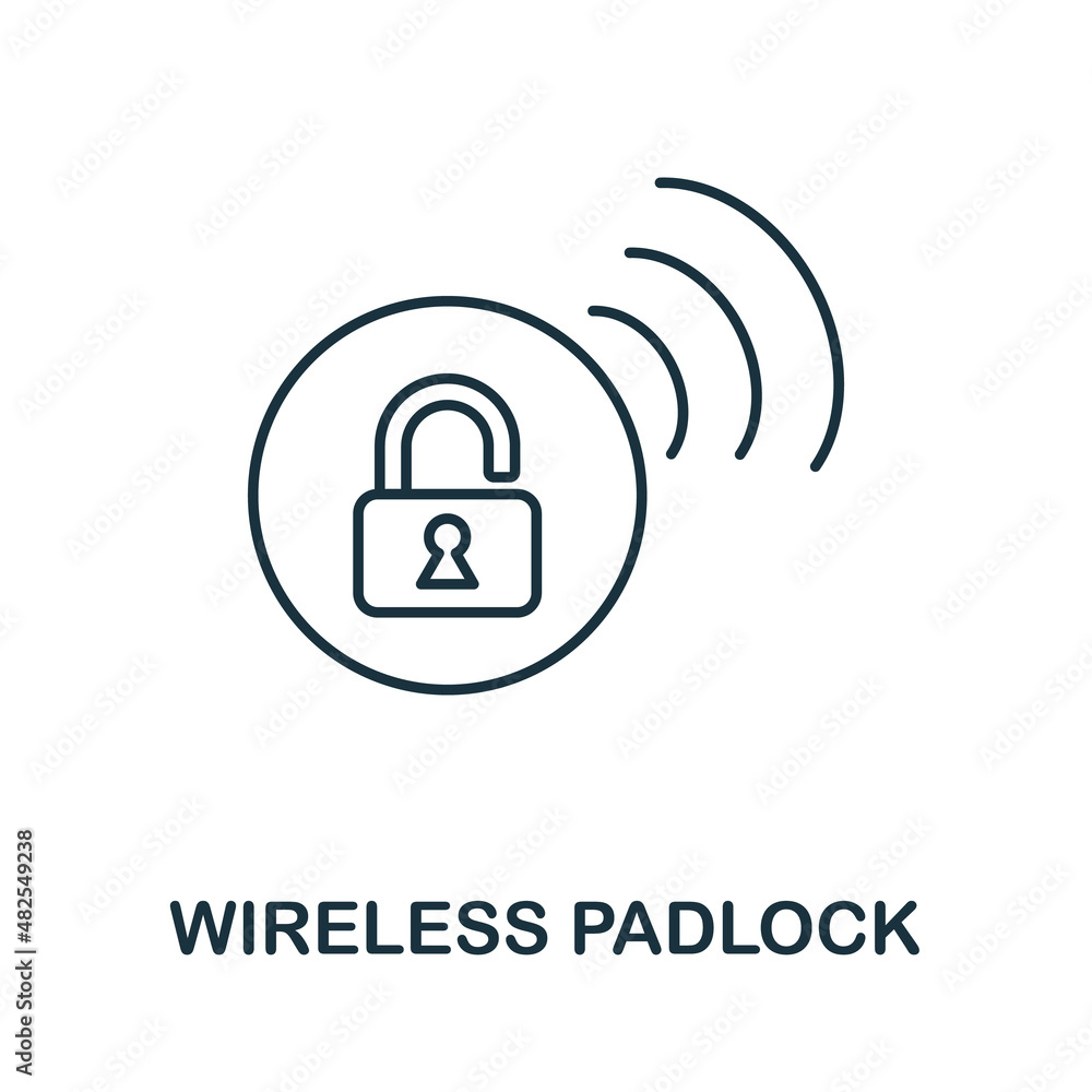 Poster wireless padlock icon. line element from internet technology collection. linear wireless padlock ico