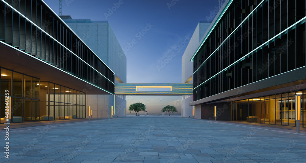 Poster 3d rendering empty floor with shoplot
