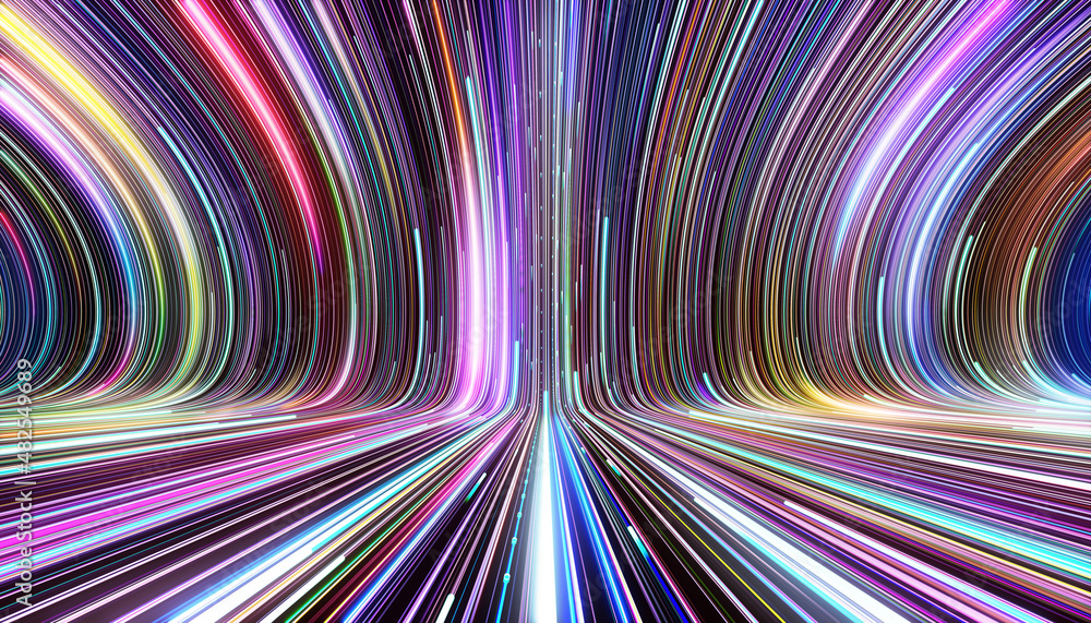Poster colorful wave lines trails flowing up design background