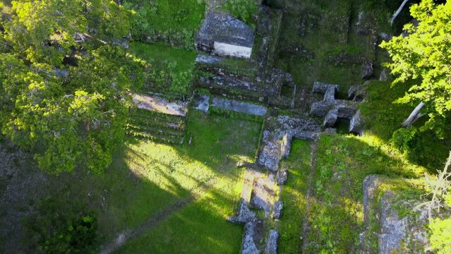 Nakum Guatemala, old mayan ruin in the jungle, archeological site, rotted pyramids