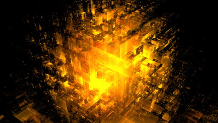 Abstract data center server, business technology blurred Polygonal geometric space, Hi tech digital interior  3D render