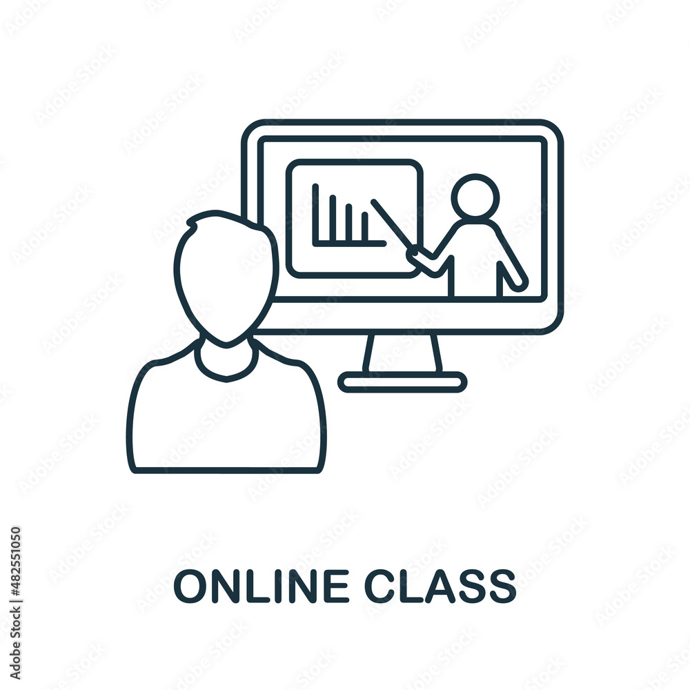 Aufkleber online class icon. line element from internet technology collection. linear online class icon sign f