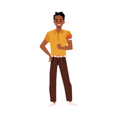 Man after antiviral or flu vaccination, flat vector illustration isolated.