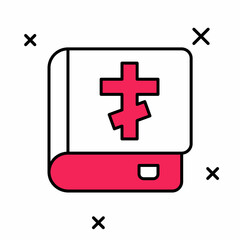 Obraz premium Filled outline Holy bible book icon isolated on white background. Vector