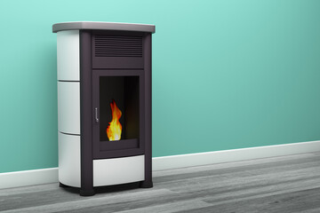 pellet stove fireplacen 3d illustration