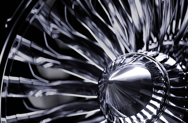 3D rendering of Turb fan engine section isolated on pure background.