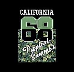 California Tropical summer concept vector graphic design for tee print