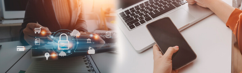 cyber security concept, Login, User, identification information security and encryption, secure...