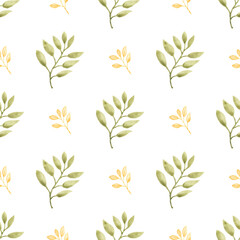 Watercolor leaf seamless pattern