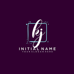 KJ monogram logo template vector	