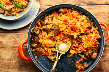 Appetizing stewed cabbage.