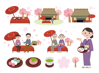 春の桜　花見茶屋 　セット