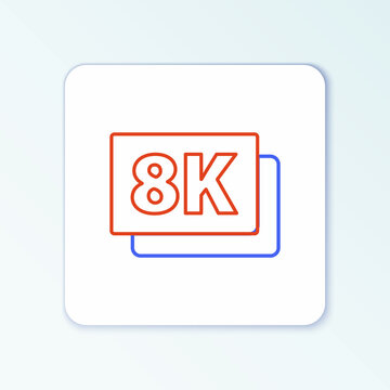 Line 8k Ultra HD icon isolated on white background. Colorful outline concept. Vector