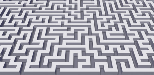 3d illustration. Grey maze on a gray background.