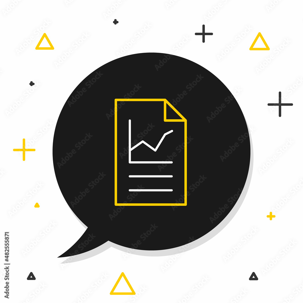 Poster line document with graph chart icon isolated on white background. report text file icon. accounting 