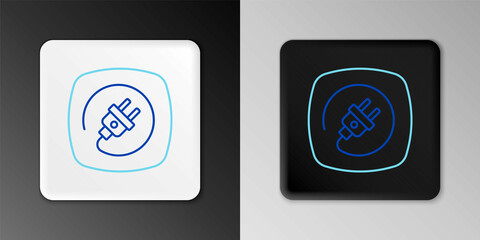 Line Electric plug icon isolated on grey background. Concept of connection and disconnection of the electricity. Colorful outline concept. Vector