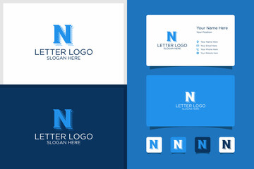 initial letter n logo design and business card template. premium vector