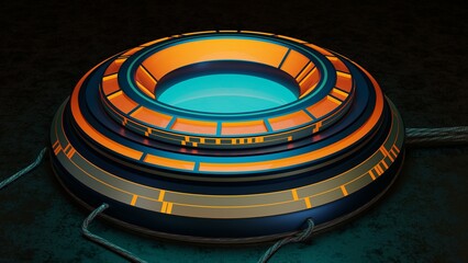 abstract background of Sci Fi Modern Futuristic hud ui power podium stage, 3D illustration rendering