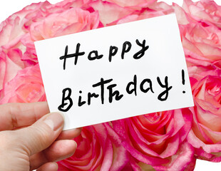 nscription happy birthday on a white sheet, against the