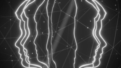 Thin line silhouettes of man face. Social communication concept